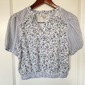 American eagle cropped smocked top